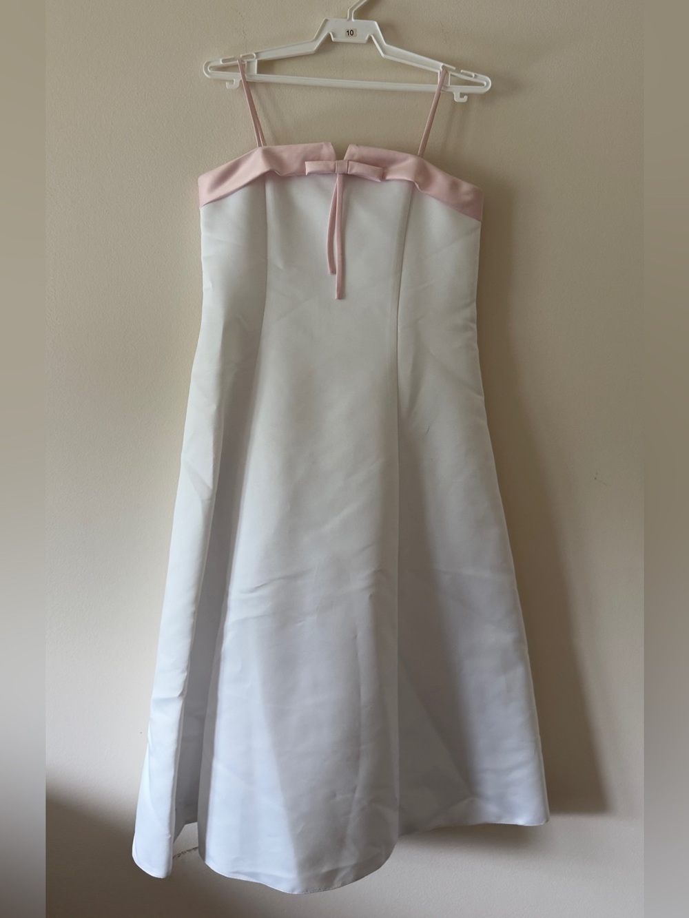 Girls' White Formal Dress with Pink Trim